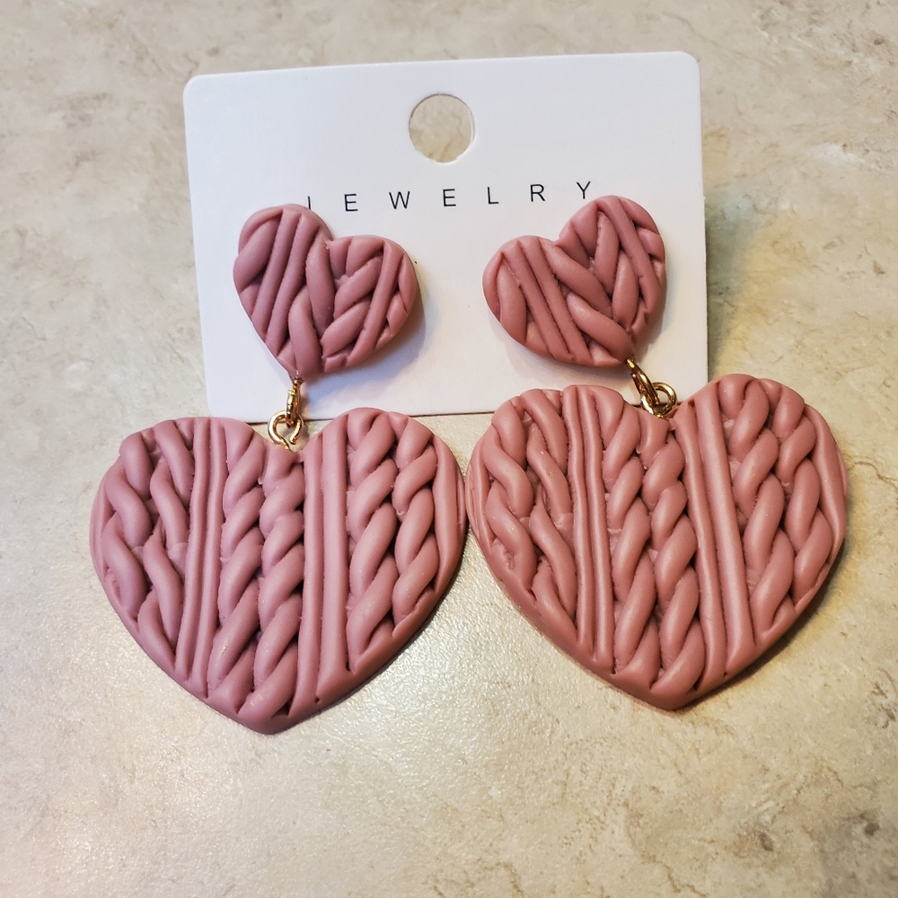 Pink Heart-Shaped Earrings